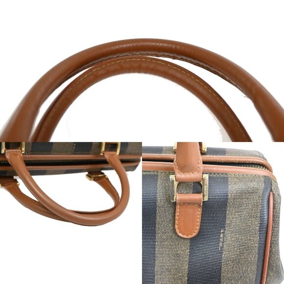 FENDI Logo Pequin Mini Hand Bag PVC Leather Brown GHW Made in Italy 34RF807 - Picture 13 of 14